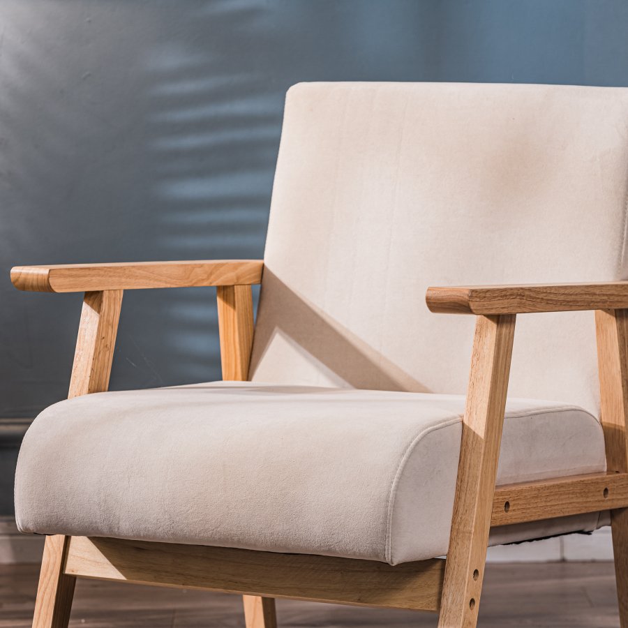 NORDLYS Louis loungestol, m. armln - beige fljl og natur bg