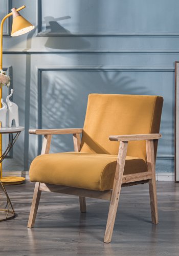 NORDLYS Louis loungestol, m. armln - gul fljl og natur bg
