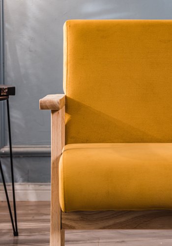 NORDLYS Louis loungestol, m. armln - gul fljl og natur bg