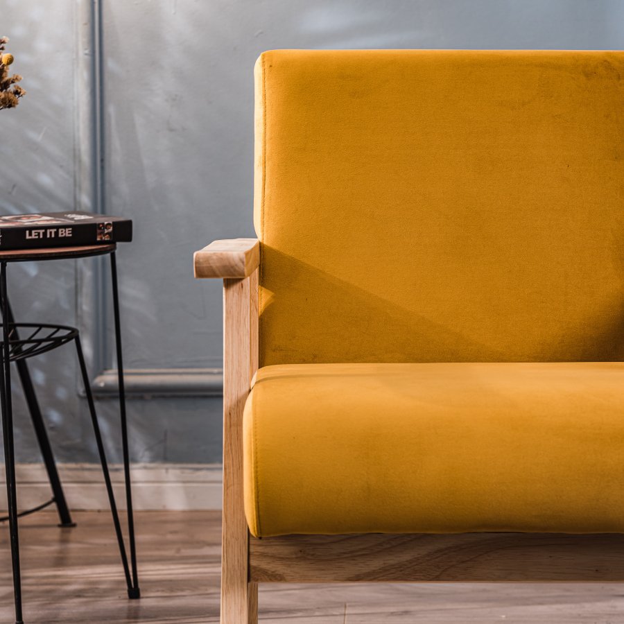 NORDLYS Louis loungestol, m. armln - gul fljl og natur bg