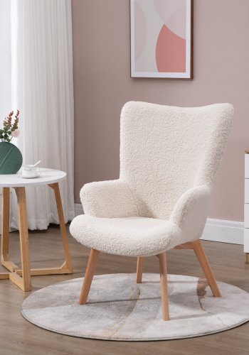 NORDLYS Malmo lnestol, m. armln - hvid uld og natur bg