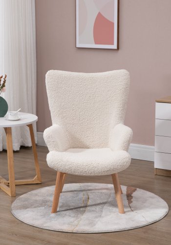 NORDLYS Malmo lnestol, m. armln - hvid uld og natur bg