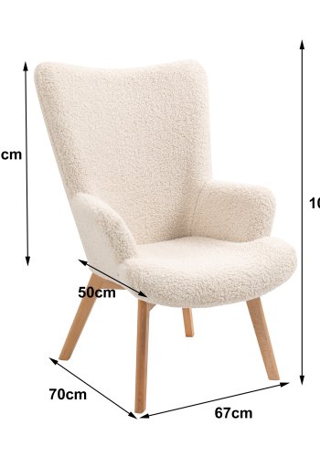 NORDLYS Malmo lnestol, m. armln - hvid uld og natur bg