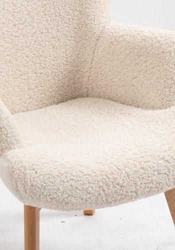 NORDLYS Malmo lnestol, m. armln - hvid uld og natur bg