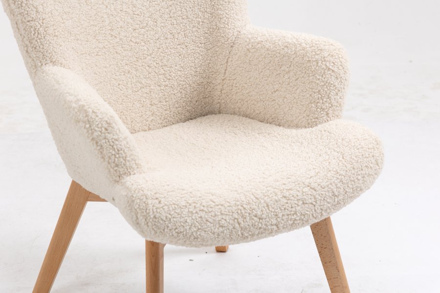 NORDLYS Malmo lnestol, m. armln - hvid uld og natur bg