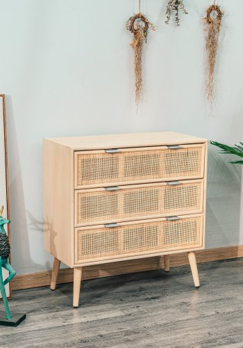 NORDLYS Manilla kommode, m. 3 skuffer - brun rattan og tr