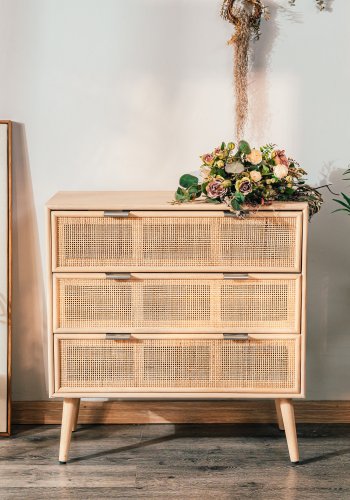 NORDLYS Manilla kommode, m. 3 skuffer - brun rattan og tr