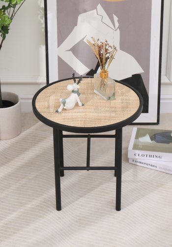 NORDLYS Mihara sidebord - sort metal og natur rattan (40)