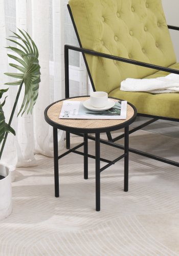 NORDLYS Mihara sidebord - sort metal og natur rattan (40)