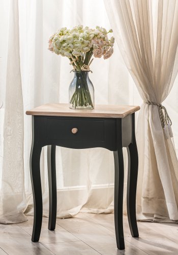 NORDLYS Montaigne sengebord, m. 1 skuffe - natur og sort bg (47x30)