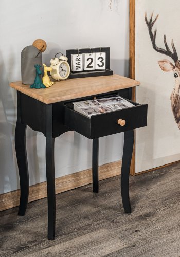 NORDLYS Montaigne sengebord, m. 1 skuffe - natur og sort bg (47x30)