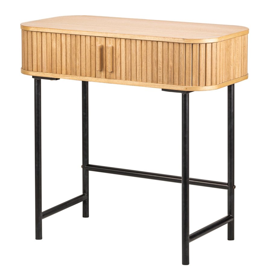 NORDLYS Nagano konsolbord, m. 2 lger - natur bg og metal (80x40)