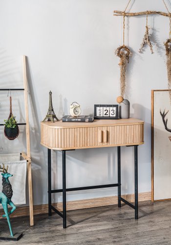 NORDLYS Nagano konsolbord, m. 2 lger - natur bg og metal (80x40)