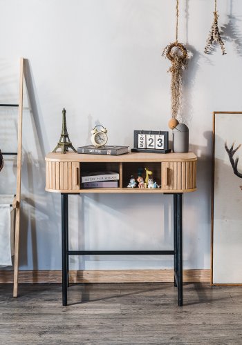 NORDLYS Nagano konsolbord, m. 2 lger - natur bg og metal (80x40)