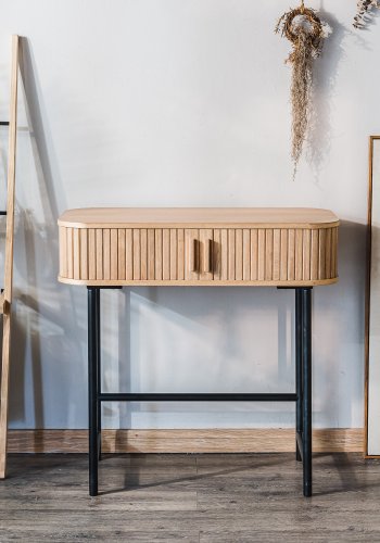 NORDLYS Nagano konsolbord, m. 2 lger - natur bg og metal (80x40)