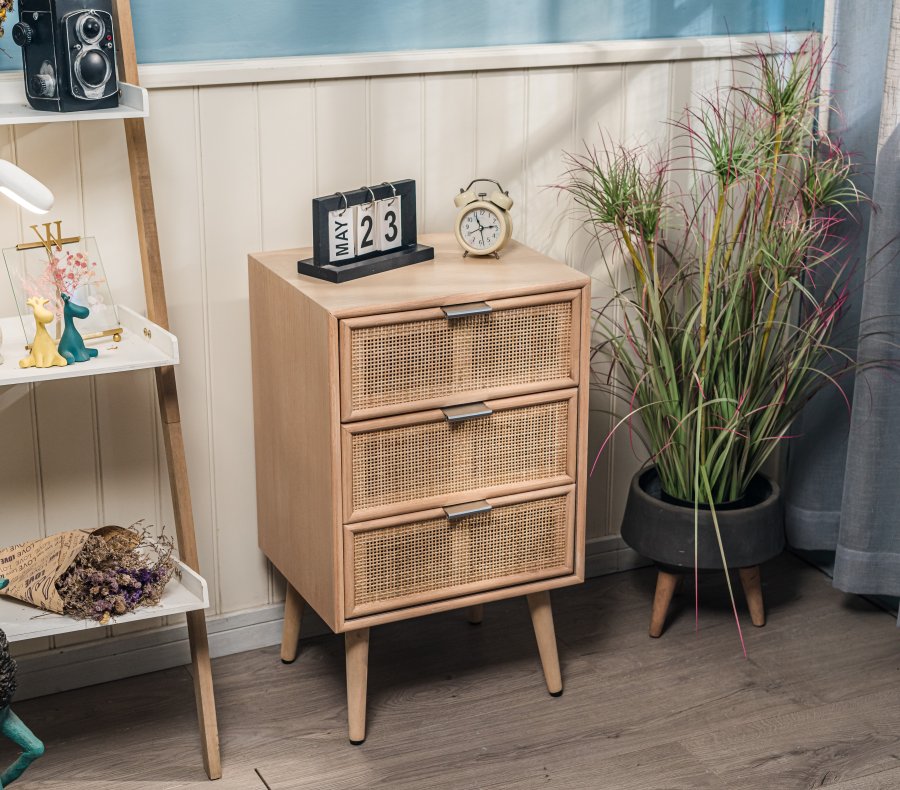 NORDLYS Nagoya kommode, m. 3 skuffer - brun rattan og bg