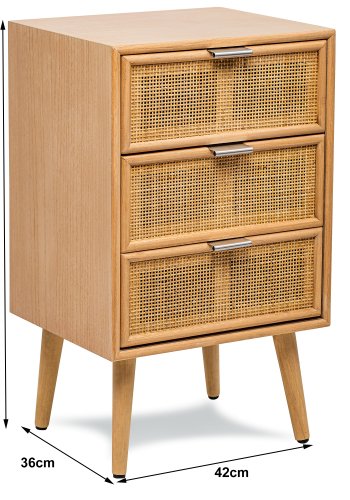 NORDLYS Nagoya kommode, m. 3 skuffer - brun rattan og bg