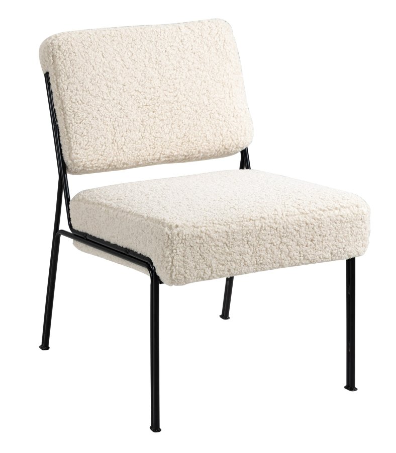 NORDLYS Nairobi lnestol - hvid stof og sort metal