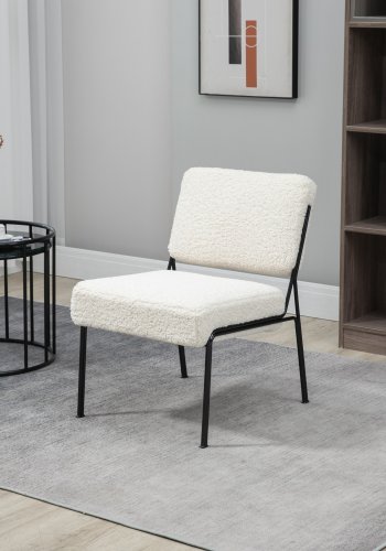 NORDLYS Nairobi lnestol - hvid stof og sort metal