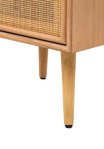 NORDLYS Nara sengebord, m. 1 lge og 1 skuffe - brun rattan og bg (42x36)