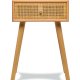 NORDLYS Narita sengebord, m. 1 skuffe - brun rattan og bg (40x36)
