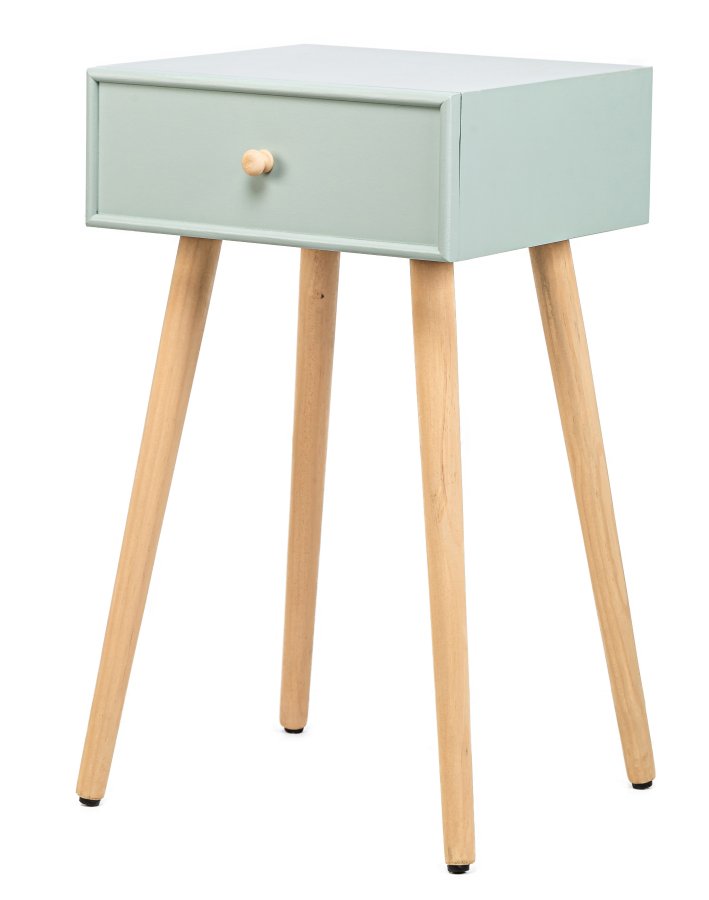 NORDLYS Narita sengebord, m. 1 skuffe - mintgrn tr og natur bg (40x36)