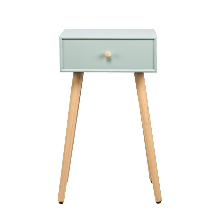 NORDLYS Narita sengebord, m. 1 skuffe - mintgrn tr og natur bg (40x36)