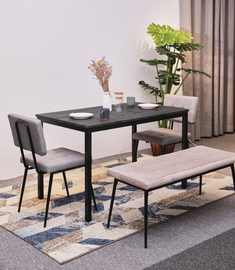 NORDLYS Newport spisebord, rektangulr - gr tr og metal (120x75)