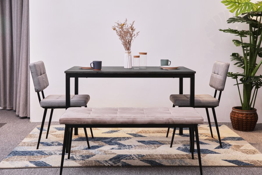 NORDLYS Newport spisebord, rektangulr - gr tr og metal (120x75)