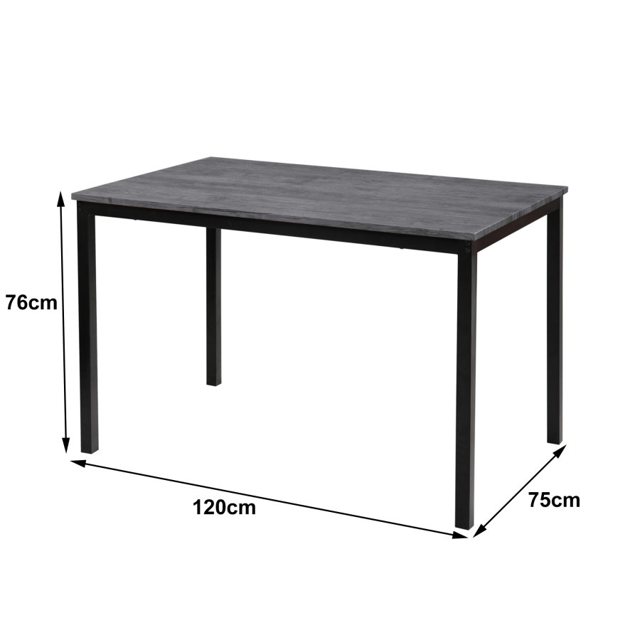 NORDLYS Newport spisebord, rektangulr - gr tr og metal (120x75)