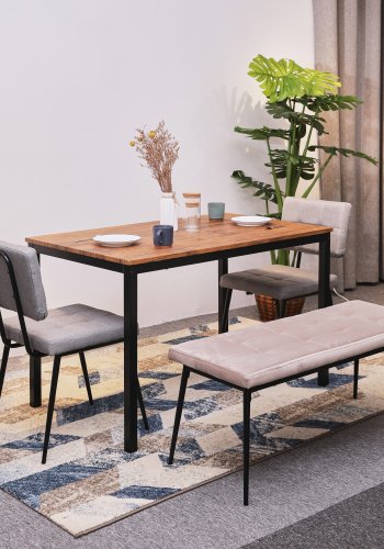 NORDLYS Newport spisebord, rektangulr - brun tr og metal (120x75)