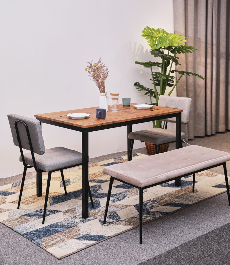 NORDLYS Newport spisebord, rektangulr - brun tr og metal (120x75)