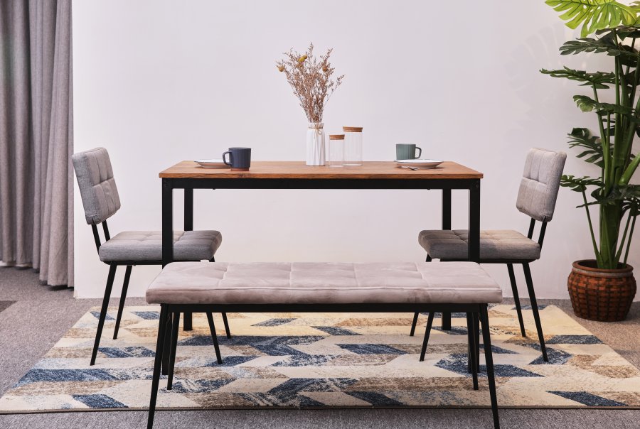 NORDLYS Newport spisebord, rektangulr - brun tr og metal (120x75)