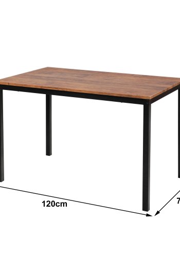 NORDLYS Newport spisebord, rektangulr - brun tr og metal (120x75)