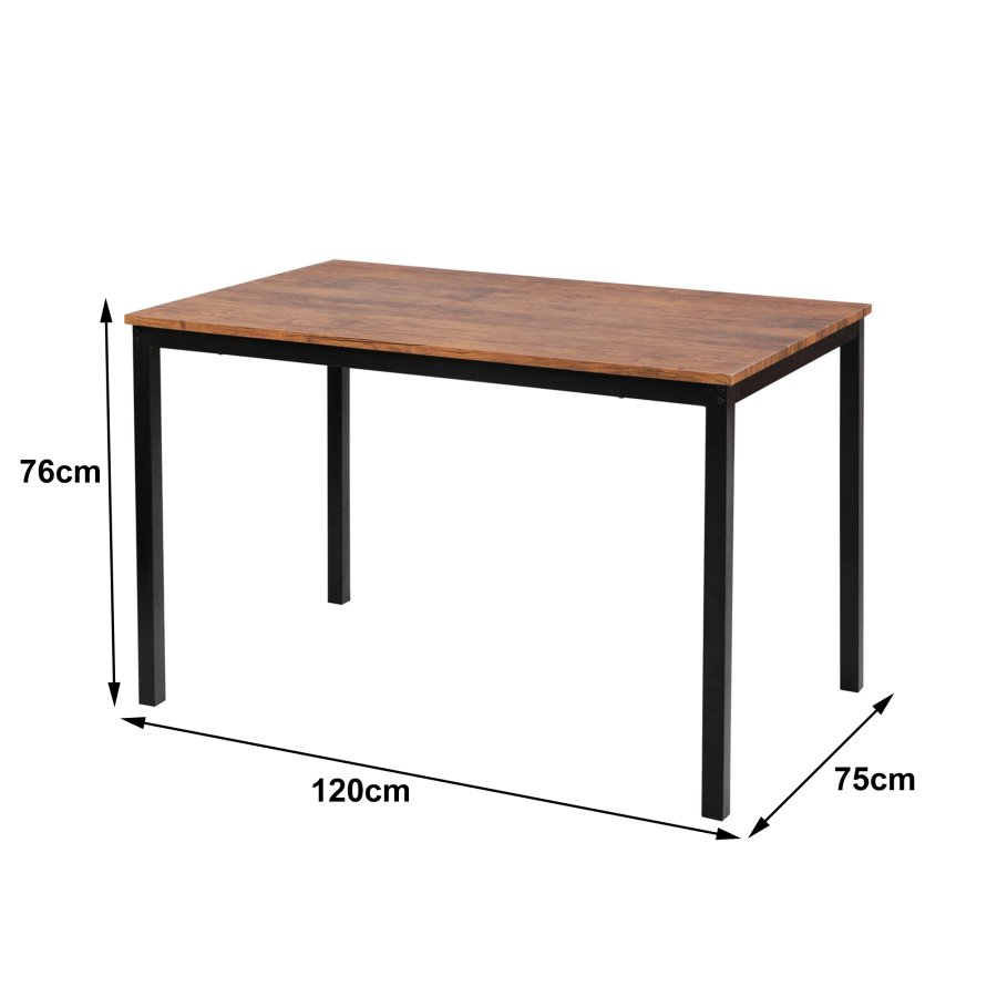 NORDLYS Newport spisebord, rektangulr - brun tr og metal (120x75)