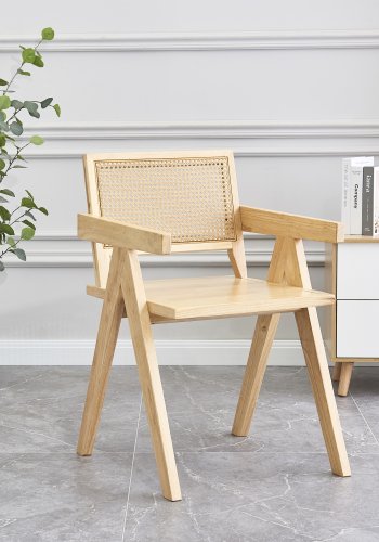 NORDLYS Nikko spisebordsstol, m. armln - brun rattan og asketr