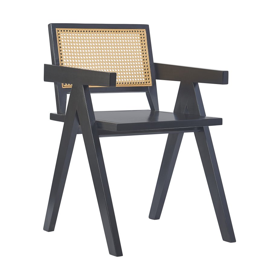  Nordlys  NORDLYS Nikko spisebordsstol, m. armln - brun rattan og sort asketr