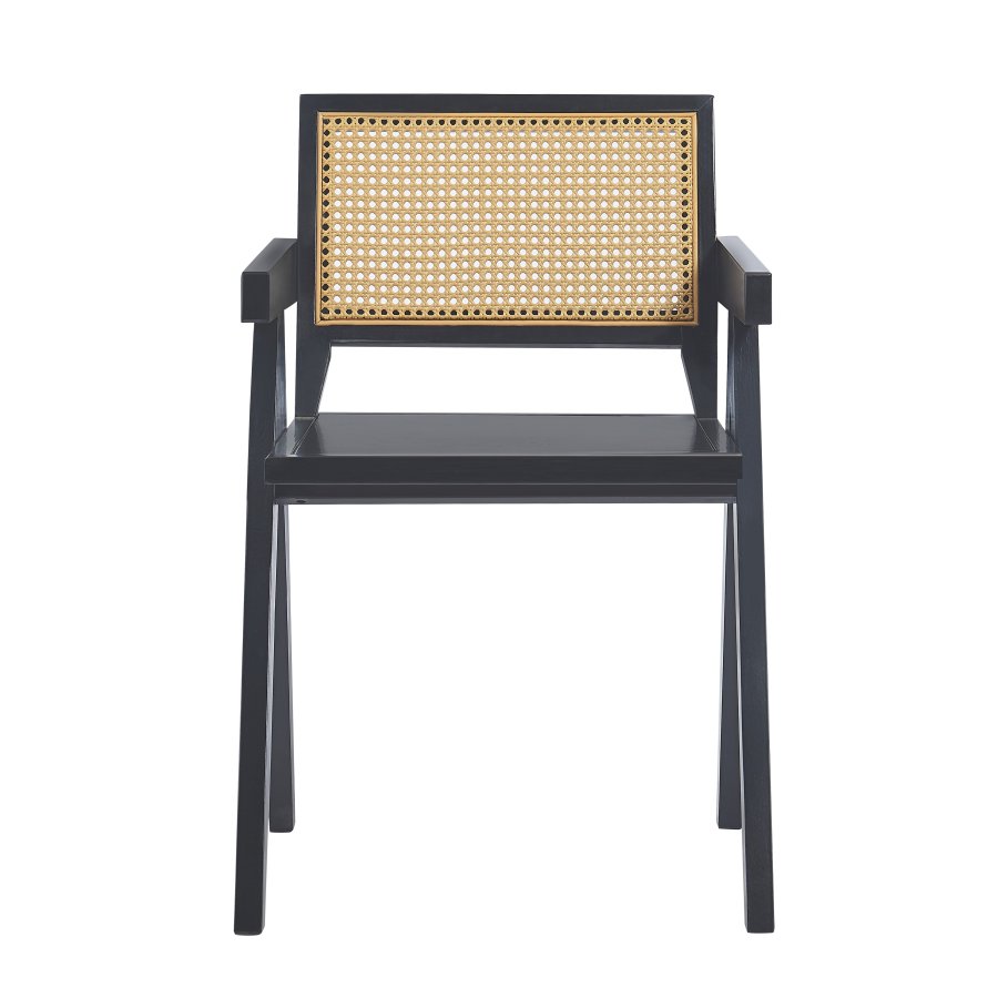  Nordlys  NORDLYS Nikko spisebordsstol, m. armln - brun rattan og sort asketr