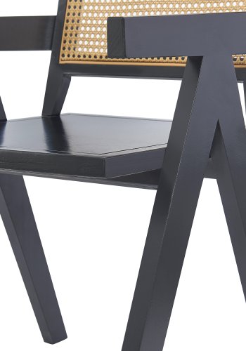  Nordlys  NORDLYS Nikko spisebordsstol, m. armln - brun rattan og sort asketr