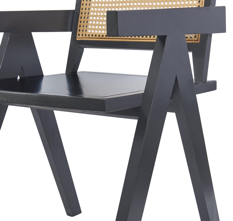  Nordlys  NORDLYS Nikko spisebordsstol, m. armln - brun rattan og sort asketr