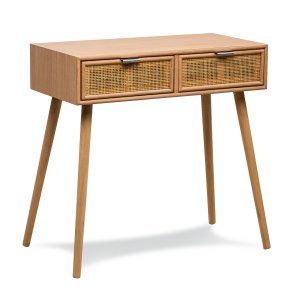 NORDLYS Nishio konsolbord, m. 2 skuffer - brun rattan og bg (80x42)