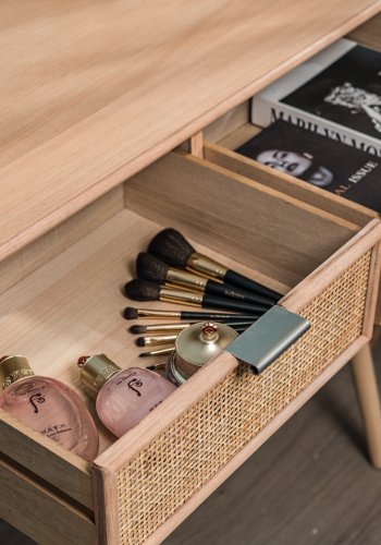 NORDLYS Nishio konsolbord, m. 2 skuffer - brun rattan og bg (80x42)