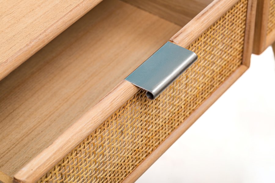 NORDLYS Nishio konsolbord, m. 2 skuffer - brun rattan og bg (80x42)