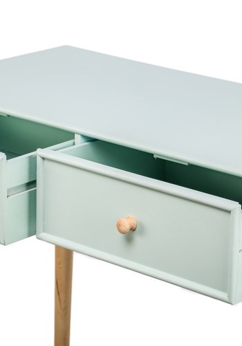 NORDLYS Nishio konsolbord, m. 2 skuffer - mintgrn tr og natur bg (80x42)