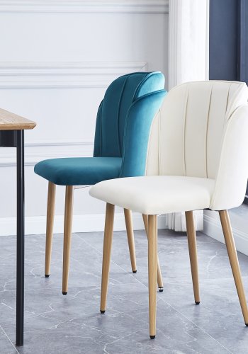 NORDLYS Nora spisebordsstol - beige fljl og metal