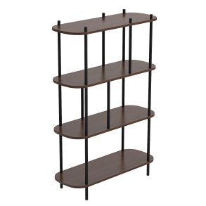 NORDLYS Norrsken reol, m. 4 hylder - brun tr og sort metal (H:118)