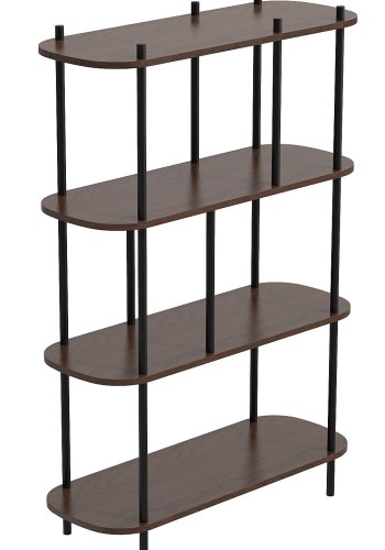 NORDLYS Norrsken reol, m. 4 hylder - brun tr og sort metal (H:118)