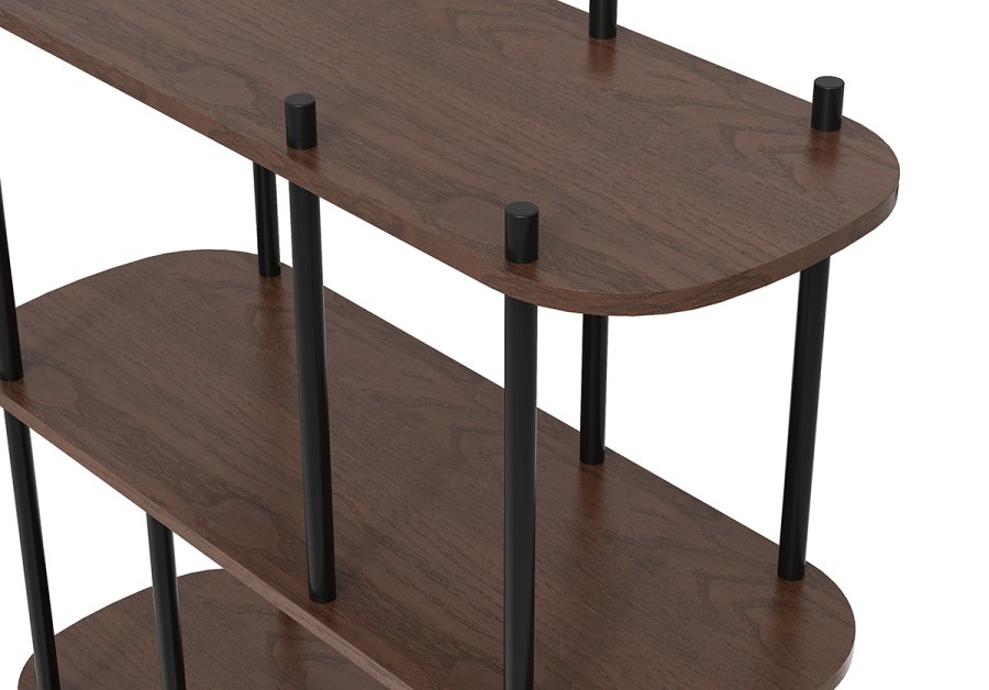 NORDLYS Norrsken reol, m. 4 hylder - brun tr og sort metal (H:118)