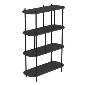 NORDLYS Norrsken reol, m. 4 hylder - sort tr og sort metal (H:118)