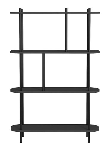 NORDLYS Norrsken reol, m. 4 hylder - sort tr og sort metal (H:118)